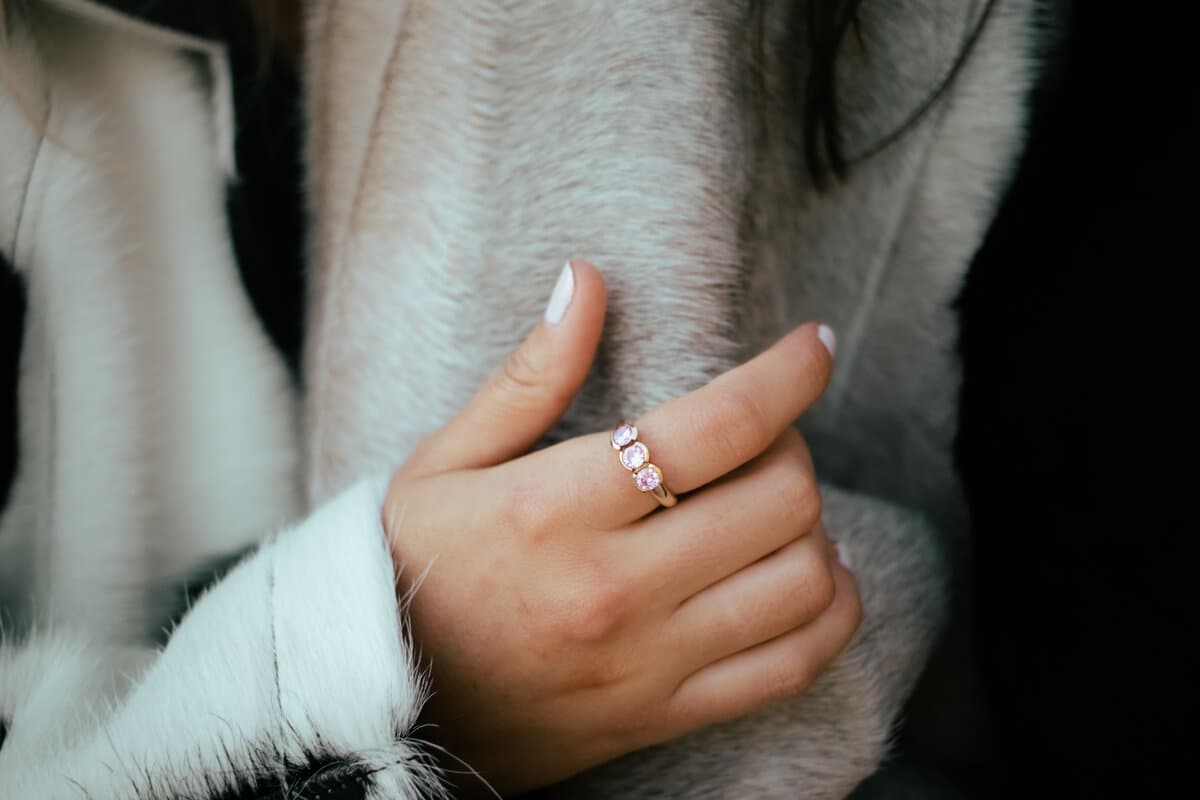 Custom diamond ring close-up