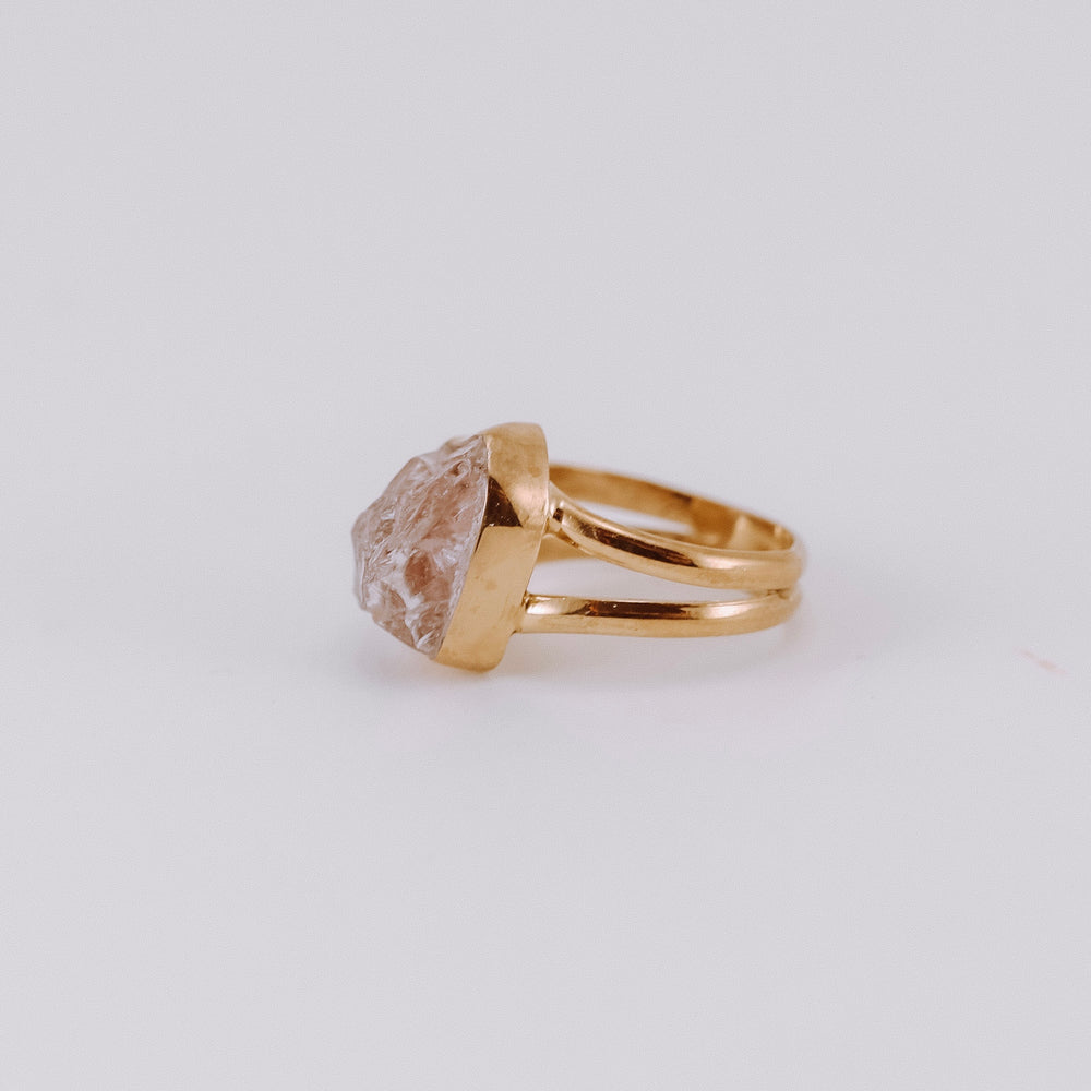 Raw Morganite Split Band Ring